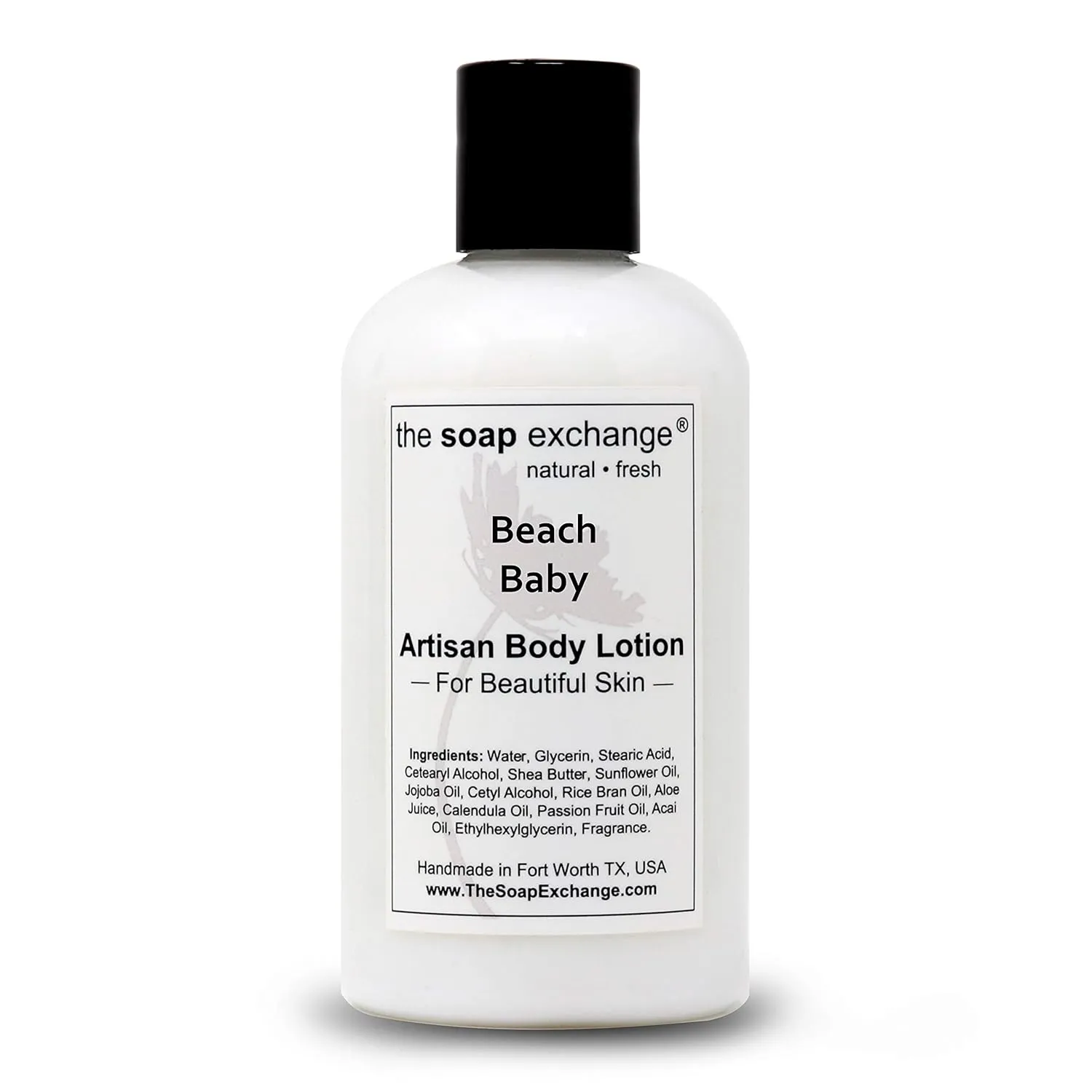 Body Lotion - Beach Baby Scent - Hand Crafted 8 fl oz / 240 ml Natural Artisan Skin Care for Hand, Face, & Body, Moisturize, Hydrate, & Protect. Made in the USA.