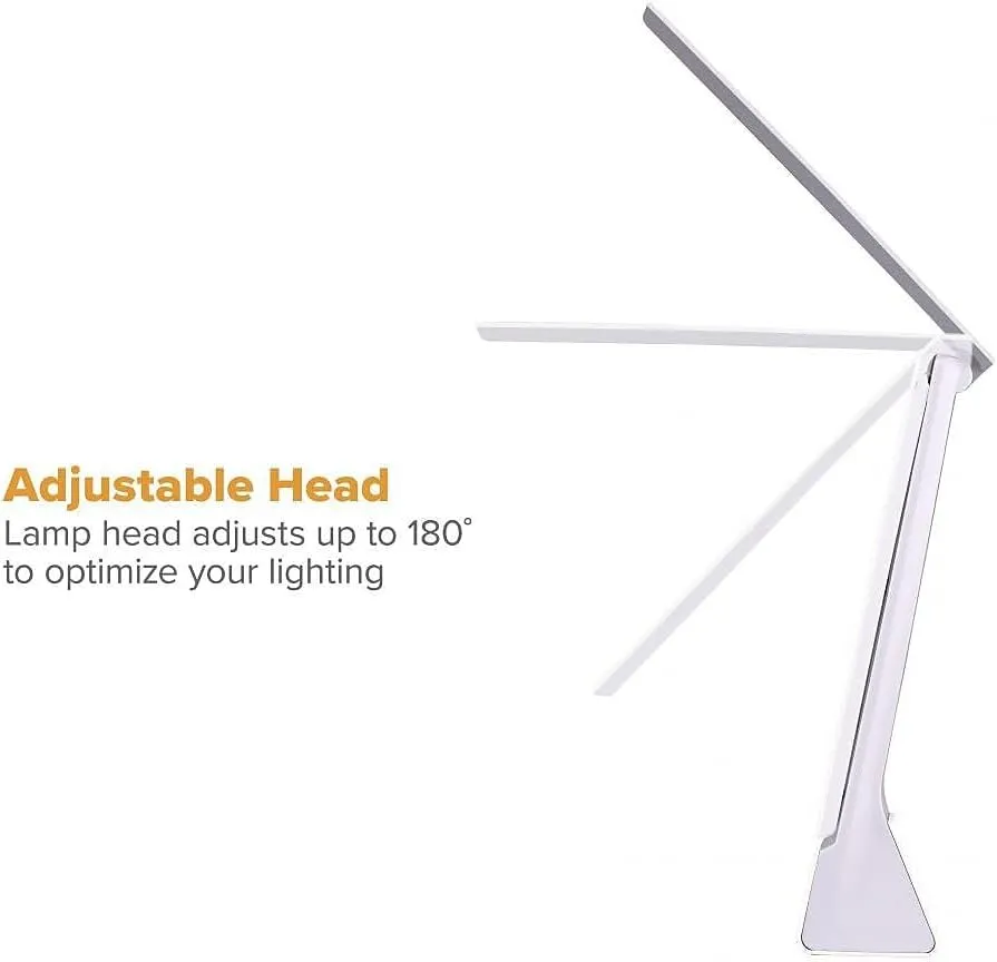 Bostitch Office KT-VLED1810-WHITE Powered Rechargeable Battery LED Desk Lamp, 3 Color Temperatures, Flip Open, White