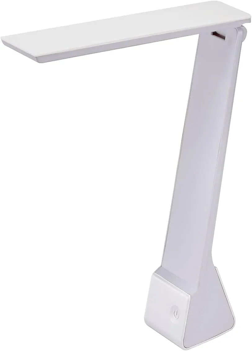 Bostitch Office KT-VLED1810-WHITE Powered Rechargeable Battery LED Desk Lamp, 3 Color Temperatures, Flip Open, White
