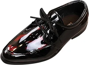 Boys Kid Dress Shoe Oxford Lace Up Loafer Tuxedo Shoes for Prom Uniform Wedding Formal Events Dance Party Performance