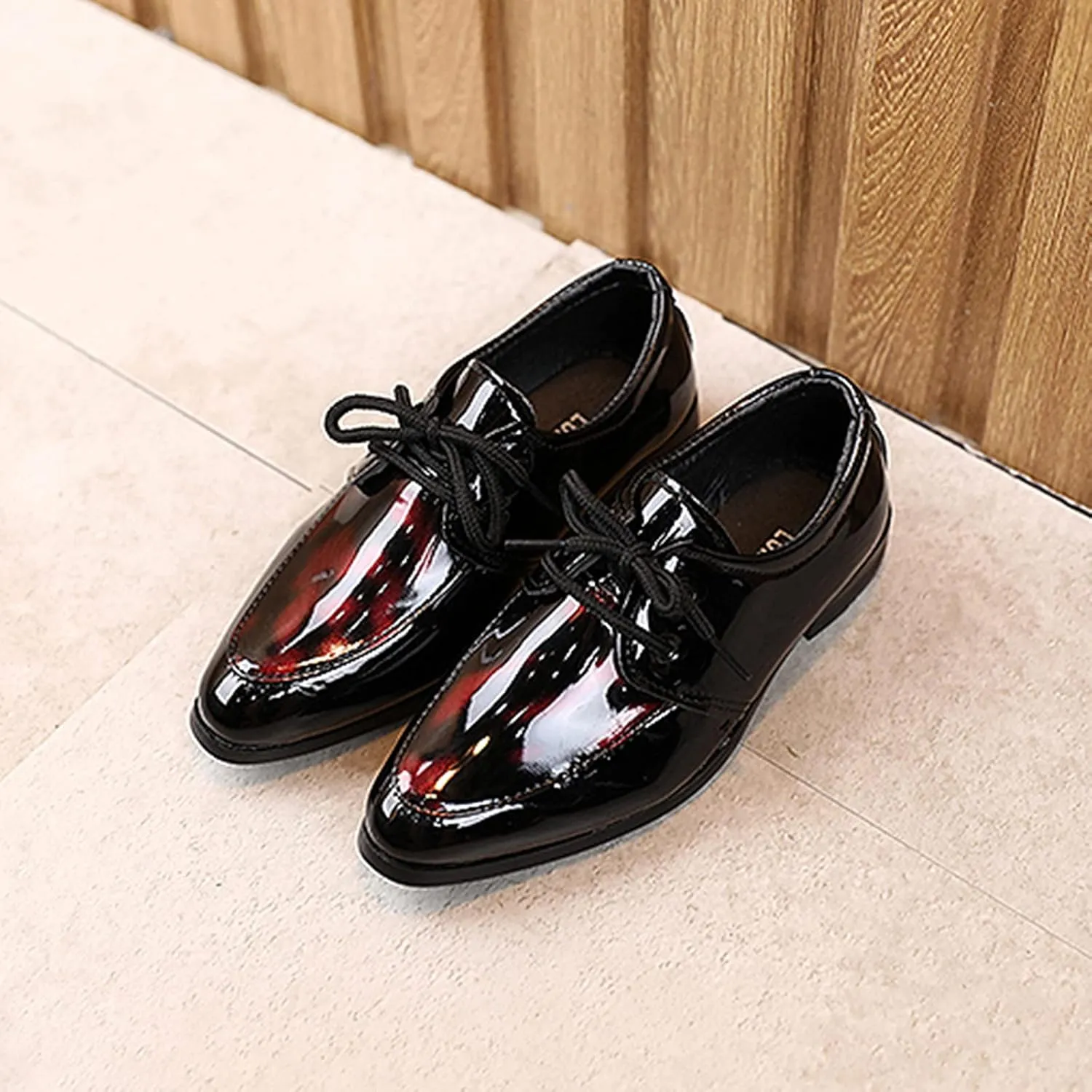 Boys Kid Dress Shoe Oxford Lace Up Loafer Tuxedo Shoes for Prom Uniform Wedding Formal Events Dance Party Performance