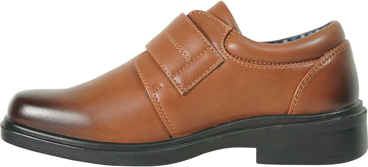 bravo! Boy Classic Slip-on Loafer and Lace-up Oxford William Kid Dress Shoe School Uniform with Removable Insole and Square Toe Black Brown Black Patent