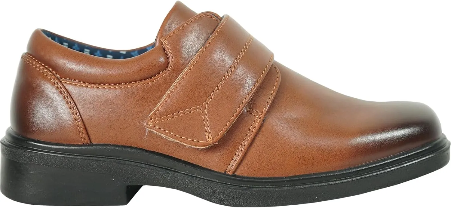 bravo! Boy Classic Slip-on Loafer and Lace-up Oxford William Kid Dress Shoe School Uniform with Removable Insole and Square Toe Black Brown Black Patent