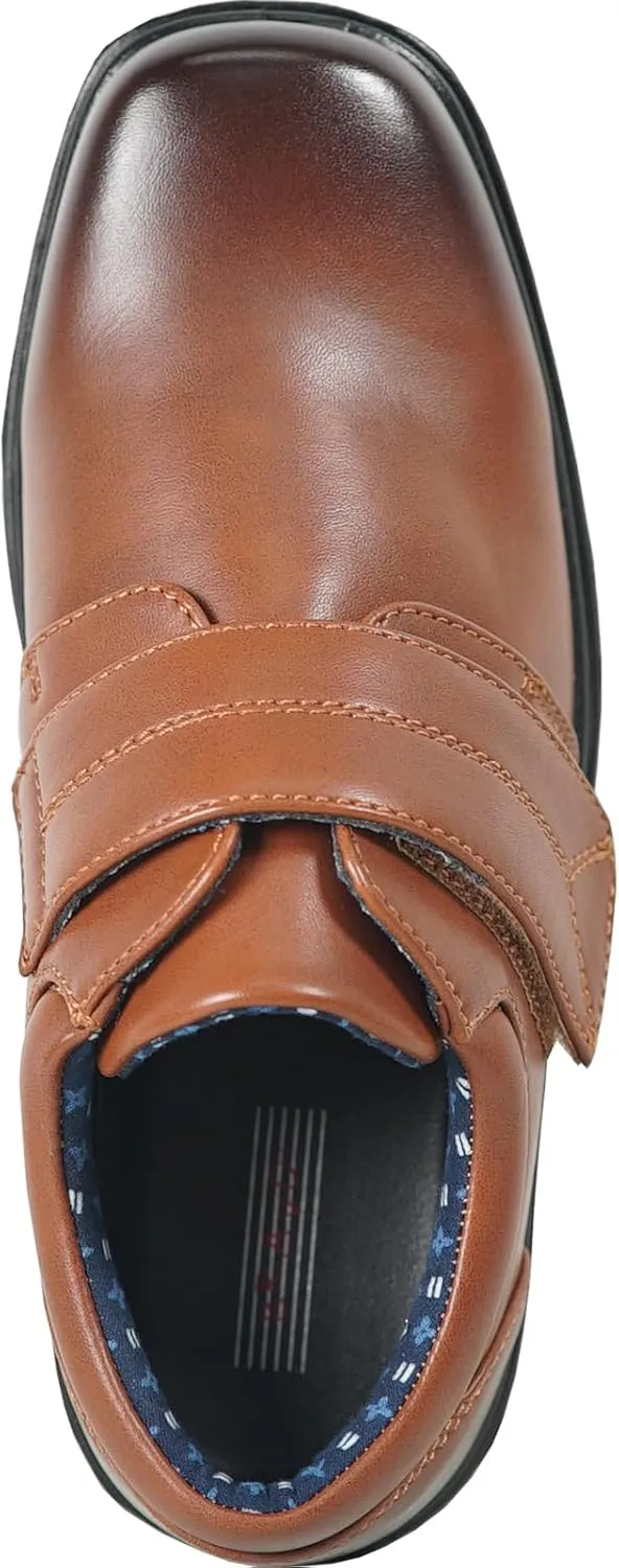 bravo! Boy Classic Slip-on Loafer and Lace-up Oxford William Kid Dress Shoe School Uniform with Removable Insole and Square Toe Black Brown Black Patent