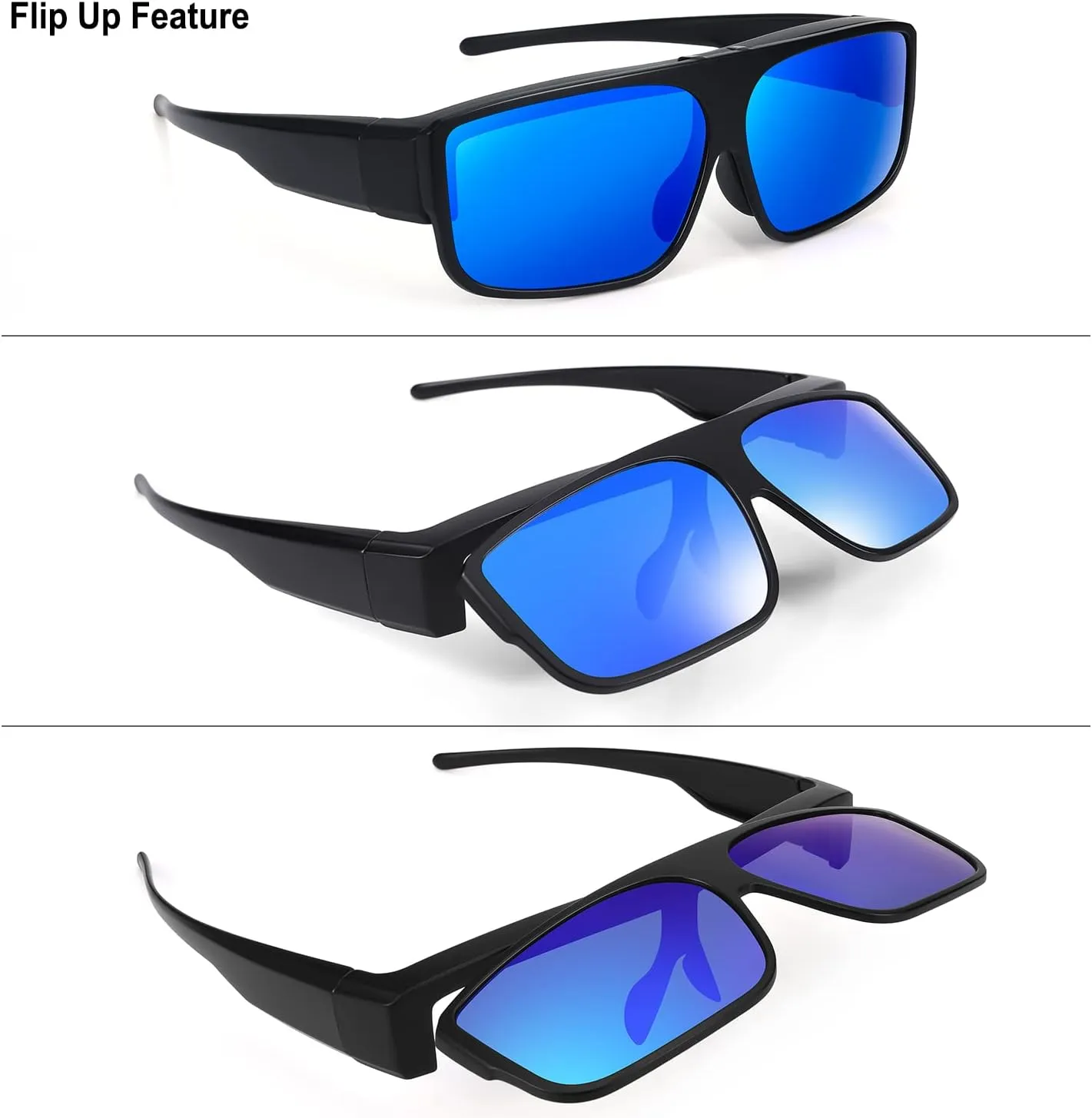Br'Guras Fit Over Polarized Sunglasses Flip Up Lens for Men and Women