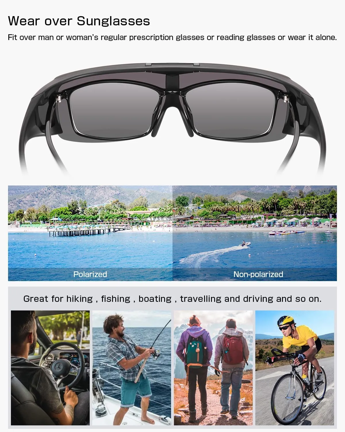 Br'Guras Fit Over Polarized Sunglasses Flip Up Lens for Men and Women