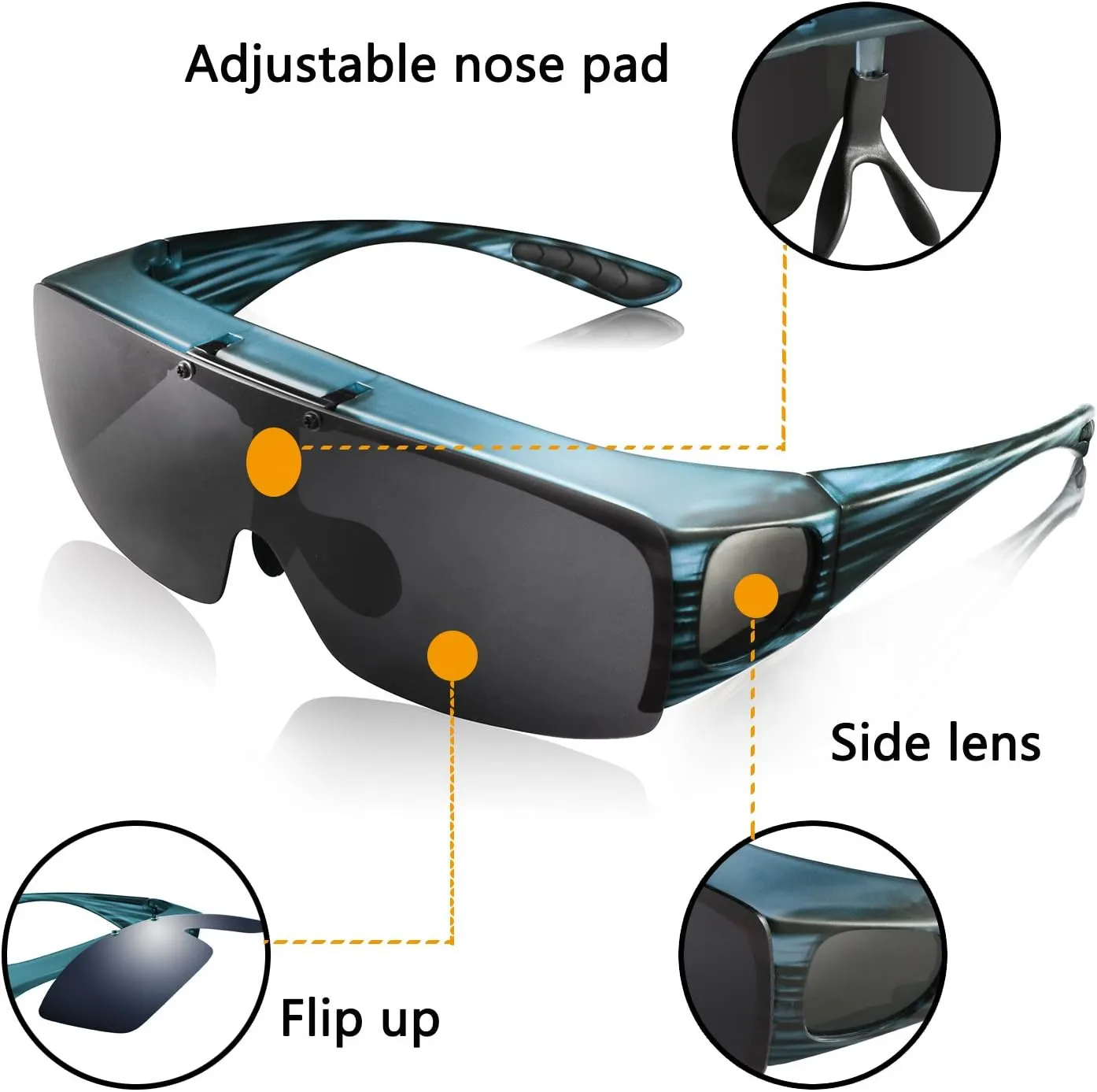 Br'Guras Fit Over Polarized Sunglasses Flip Up Lens for Men and Women