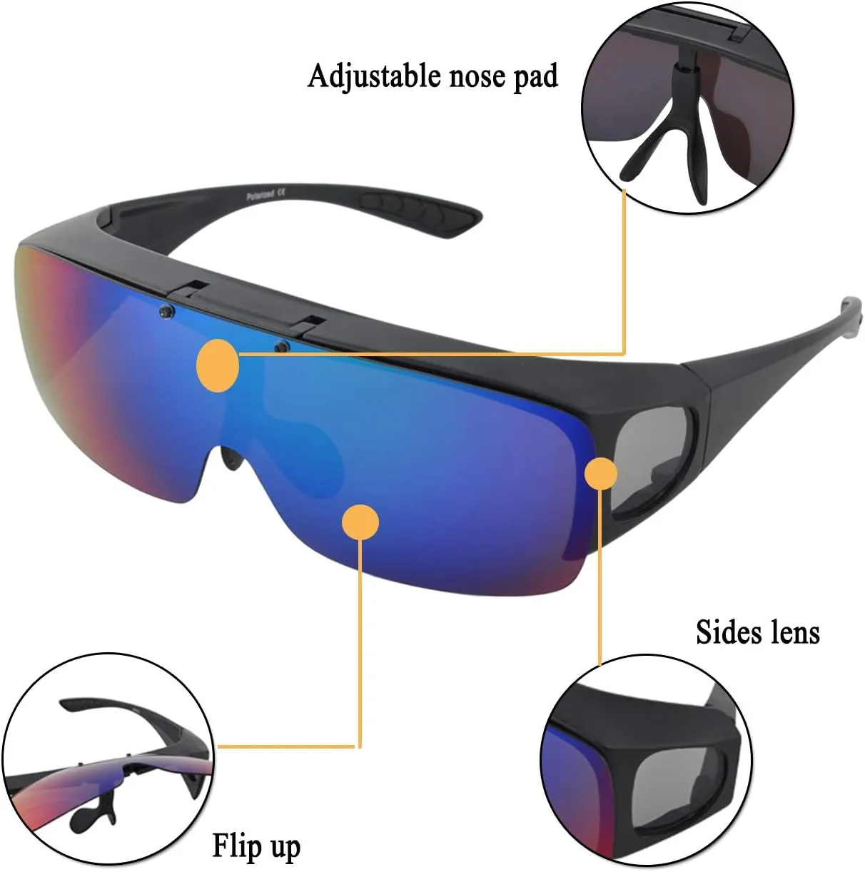 Br'Guras Fit Over Polarized Sunglasses Flip Up Lens for Men and Women