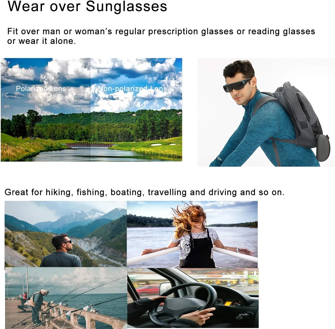 Br'Guras Fit Over Polarized Sunglasses Flip Up Lens for Men and Women