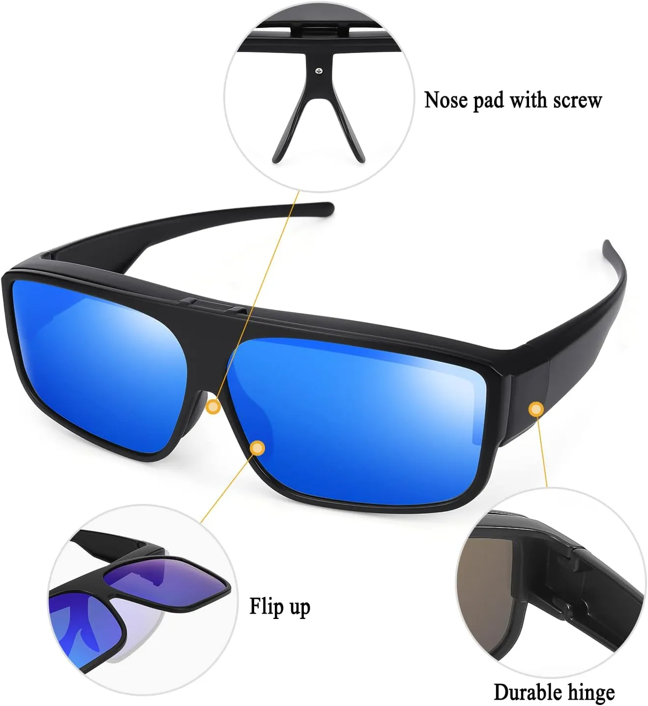 Br'Guras Fit Over Polarized Sunglasses Flip Up Lens for Men and Women