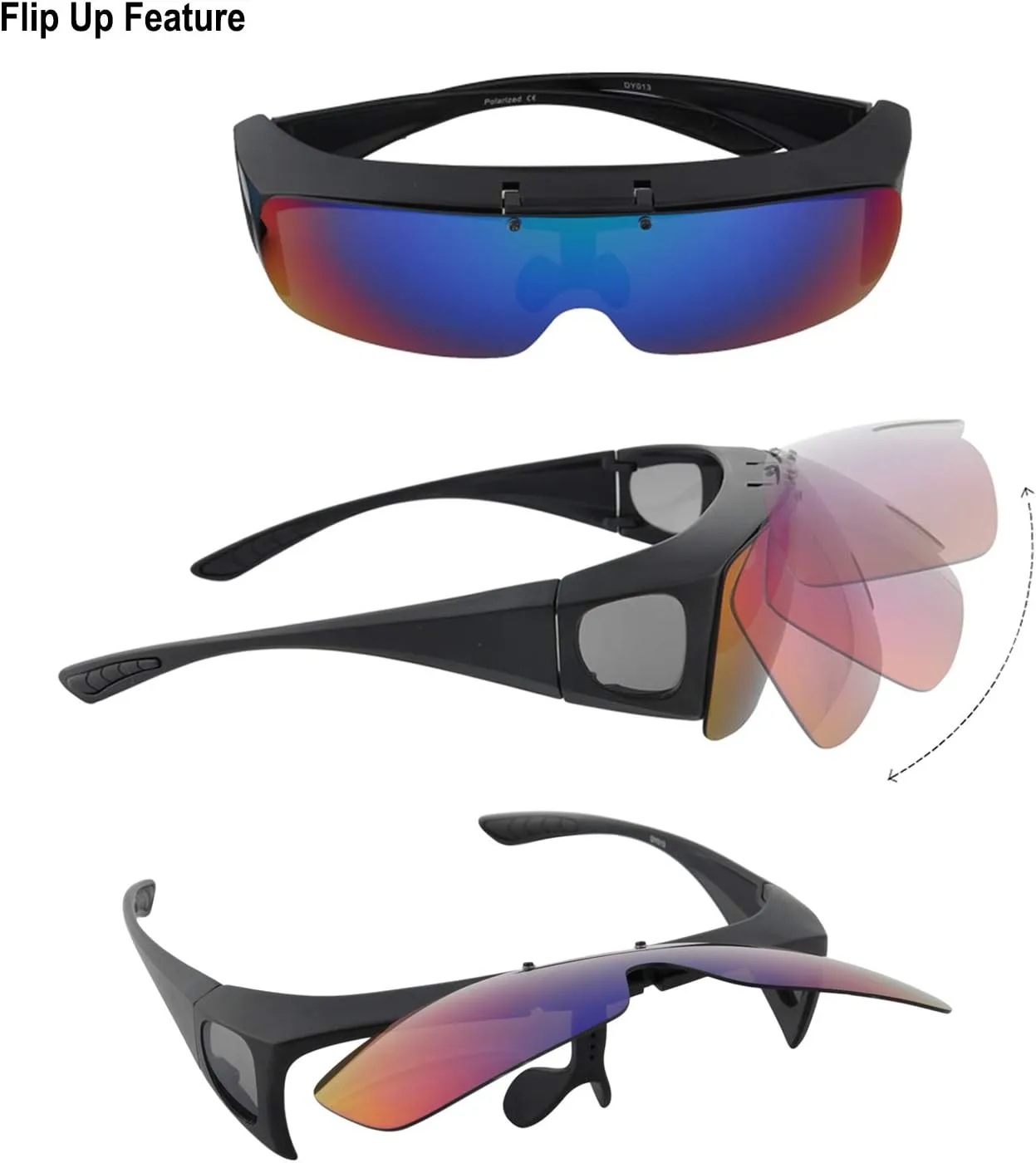 Br'Guras Fit Over Polarized Sunglasses Flip Up Lens for Men and Women