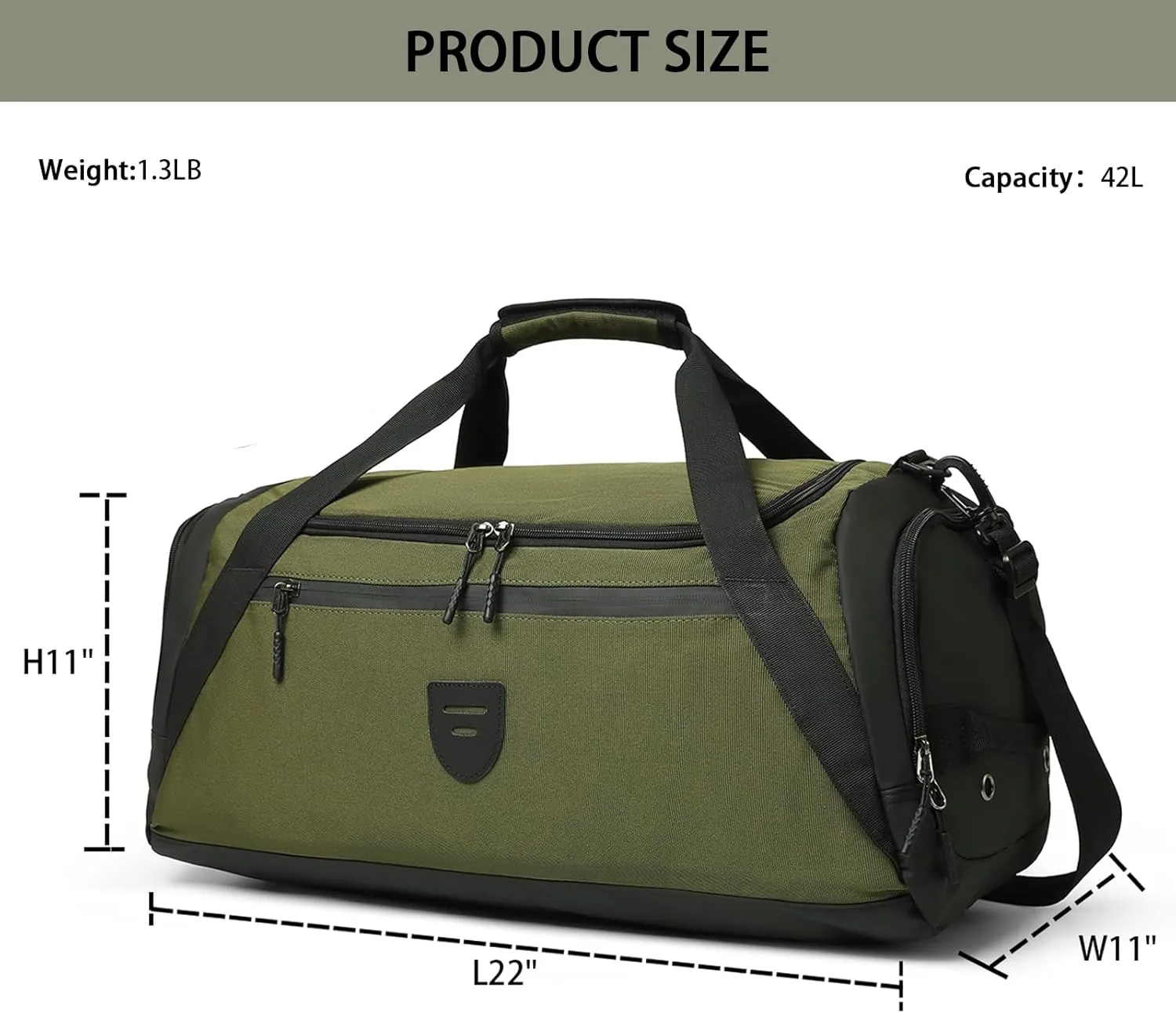 BSHG Gym Bags For Men & Women, Sports Duffel Bag For Men Travel, Weekend Overnight Bag With Shoe Compartment & Wet Pocket, Water Resistant Workout Duffle Bag Athletic Gym Bag Men B-GB-003-Green