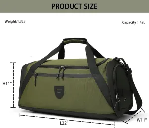 BSHG Gym Bags For Men & Women, Sports Duffel Bag For Men Travel, Weekend Overnight Bag With Shoe Compartment & Wet Pocket, Water Resistant Workout Duffle Bag Athletic Gym Bag Men B-GB-003-Green