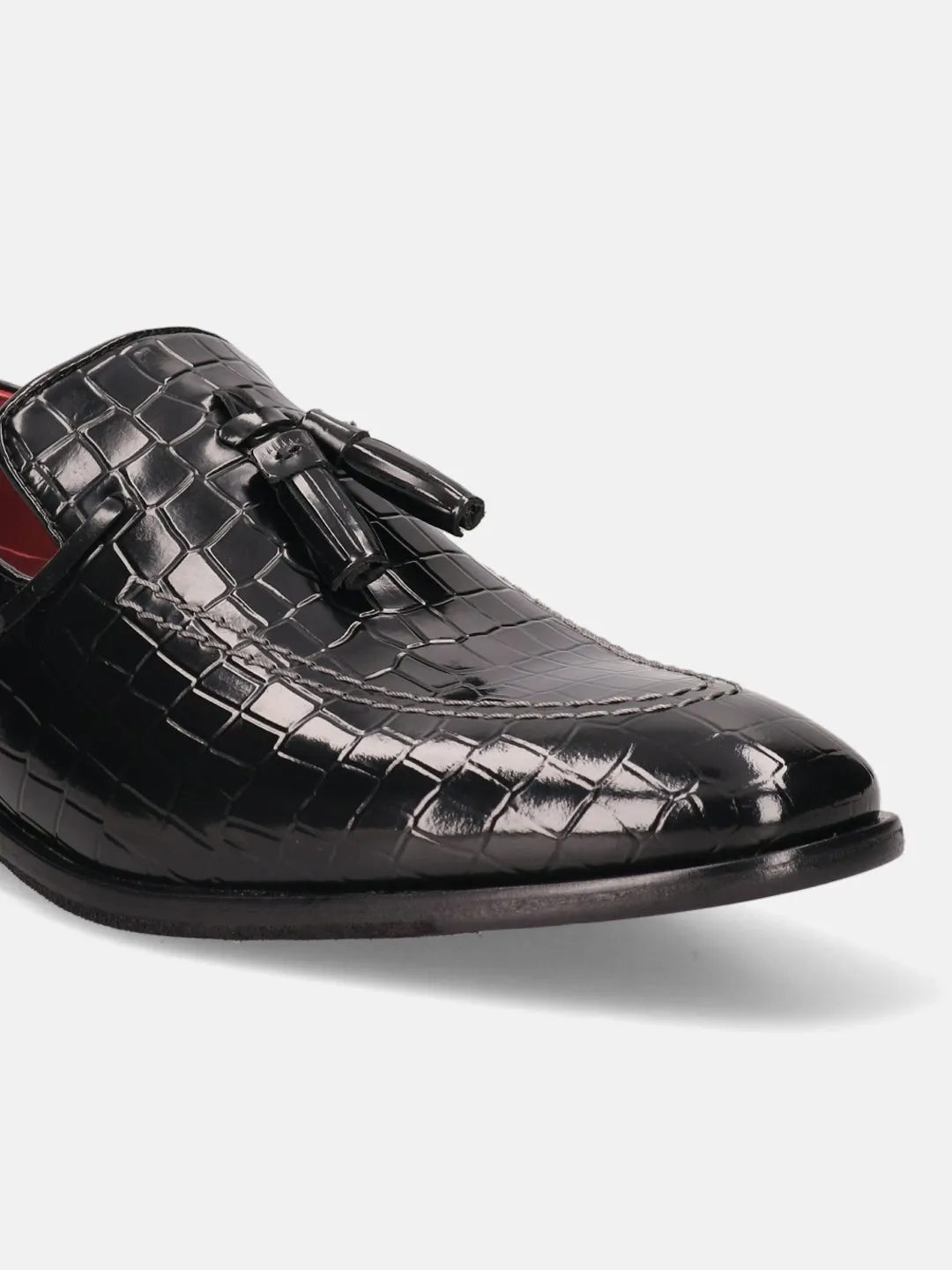 bugatti Black Premium Leather Formal Slip-Ons