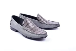 C0014056-3898C Suede and Croco Print Vamp- Grey