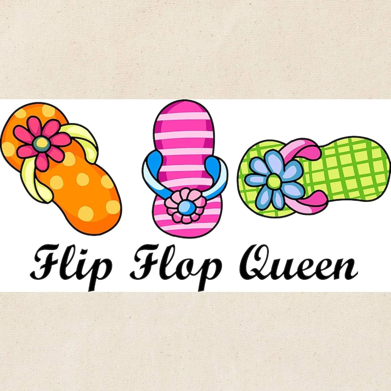 CafePress Flip Flop Queen Tote Bag Natural Canvas Tote Bag, Reusable Shopping Bag