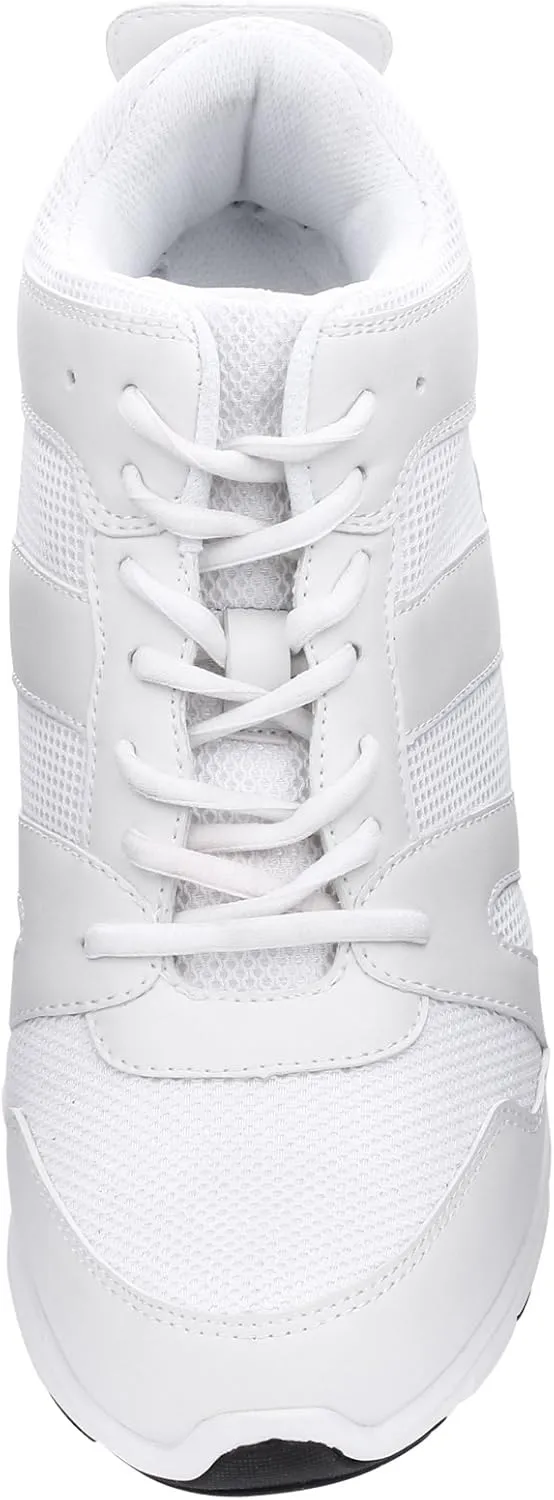 CALTO Men's Invisible Height Increasing Elevator Shoes - Glacier White Leather/Mesh Lace-up Sporty Trainers - 4 Inches Taller - G3329 - Size 10 D(M) US