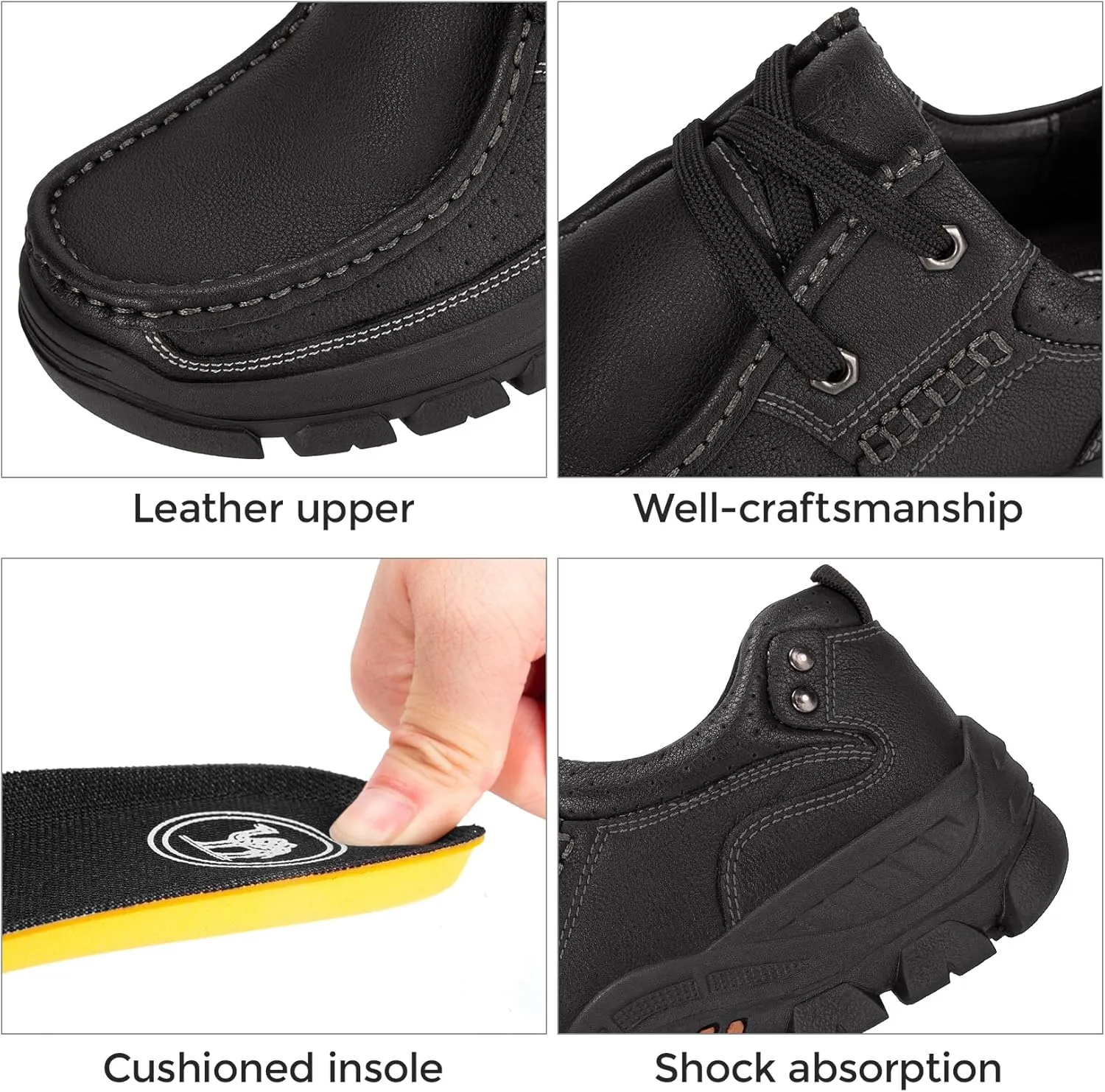 CAMEL CROWN Mens Walking Shoes Leather Lace up Loafer Relaxed-Fit Comfortable Casual Shoes