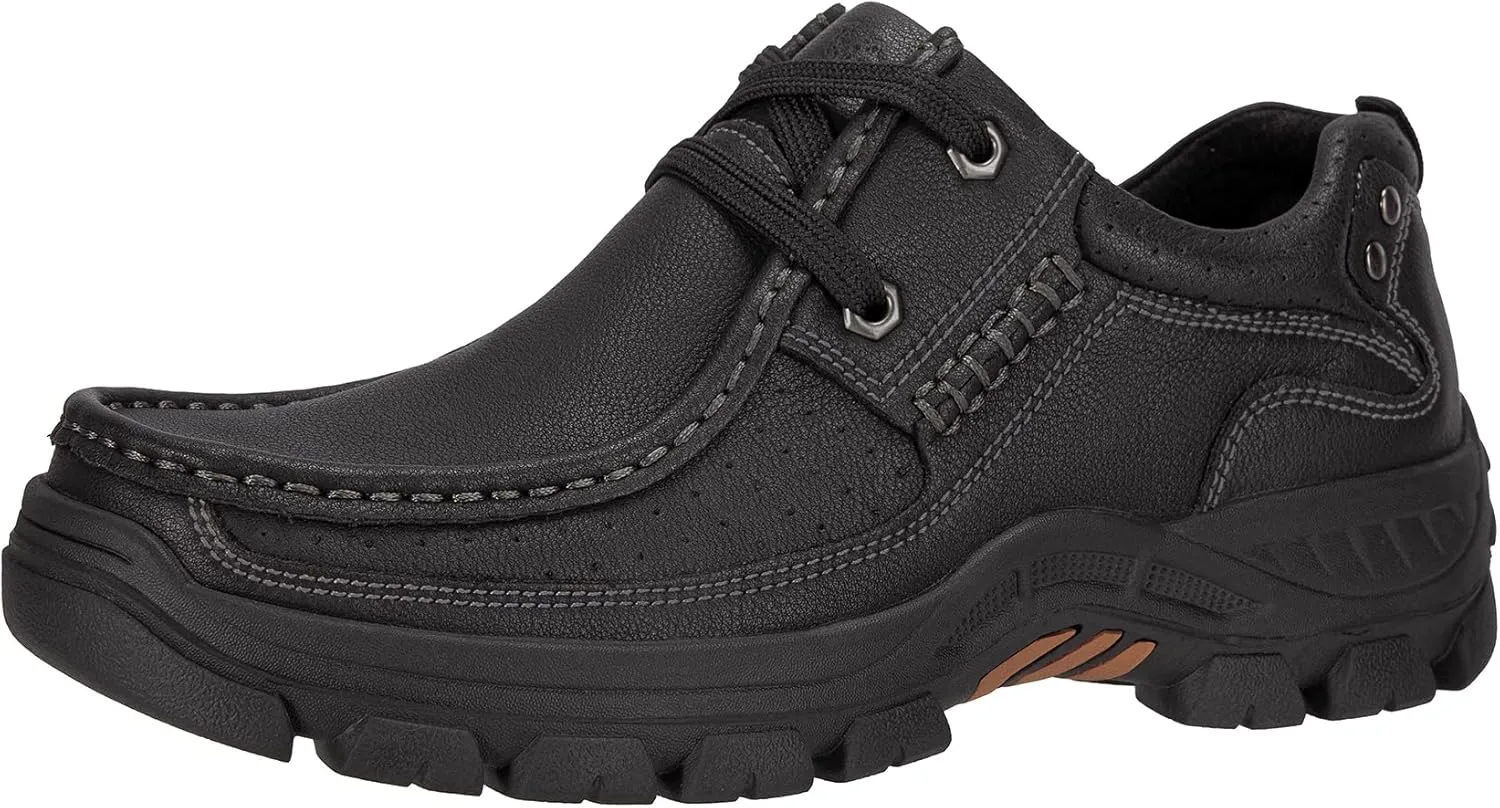 CAMEL CROWN Mens Walking Shoes Leather Lace up Loafer Relaxed-Fit Comfortable Casual Shoes
