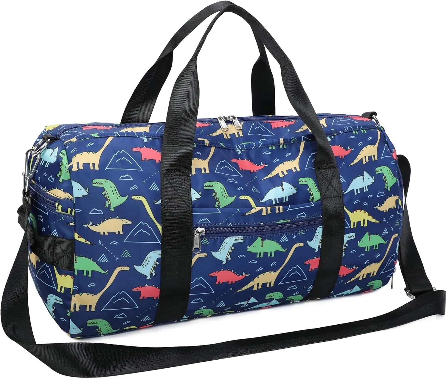 CAMTOP Kids Overnight Duffel Bag for Boys and Girls Carry-On Size Tote for Travel Gym Sport (Navy Dinosaur) 18.1"L* 9.1" H* 8.7"W