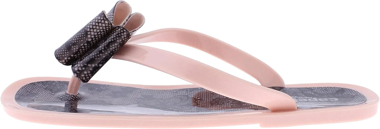 Capelli New York Ladies Floral Pom Opaque Jelly Flip Flops