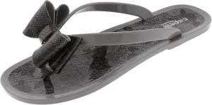 Capelli New York Ladies Floral Pom Opaque Jelly Flip Flops