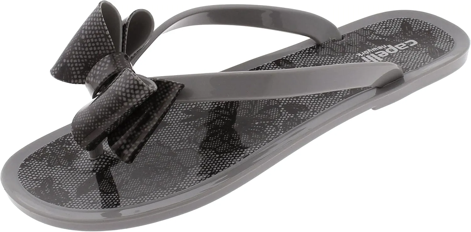Capelli New York Ladies Floral Pom Opaque Jelly Flip Flops