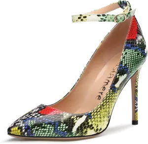 Castamere Womens Ankle Strap Pumps Pointed Toe Slip-on High Heels 10CM Heels