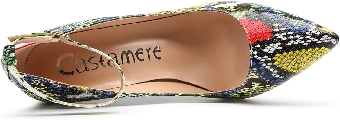 Castamere Womens Ankle Strap Pumps Pointed Toe Slip-on High Heels 10CM Heels