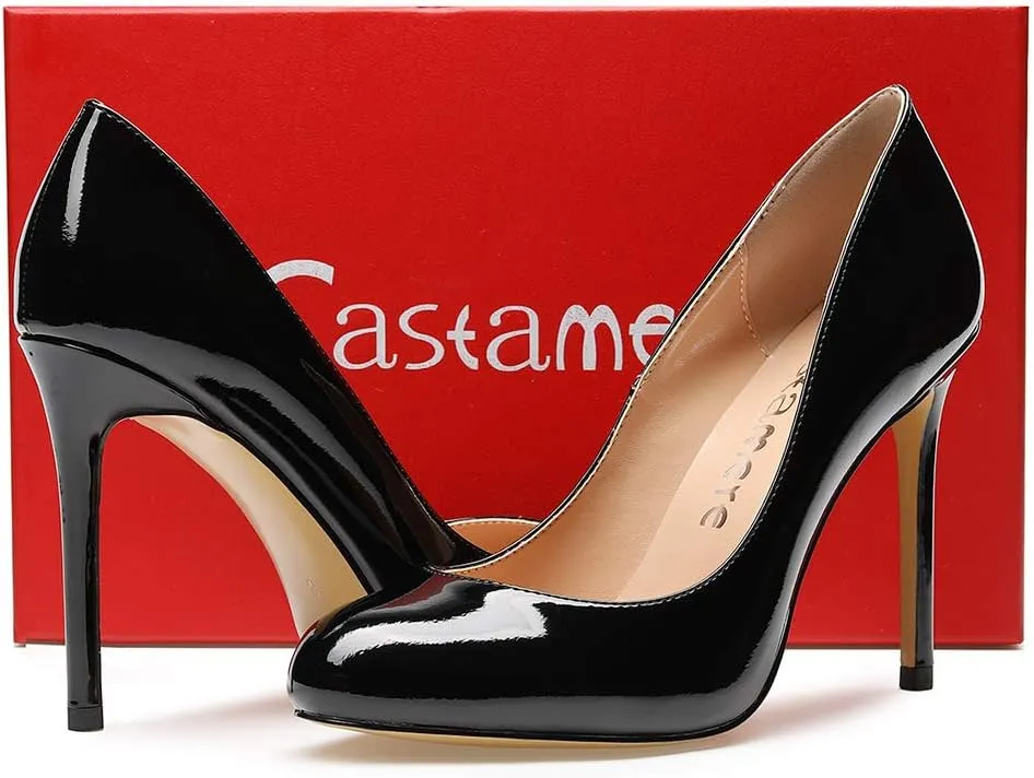 Castamere Womens High Heels Round Toe Slip-On Pumps Stilettos 10CM