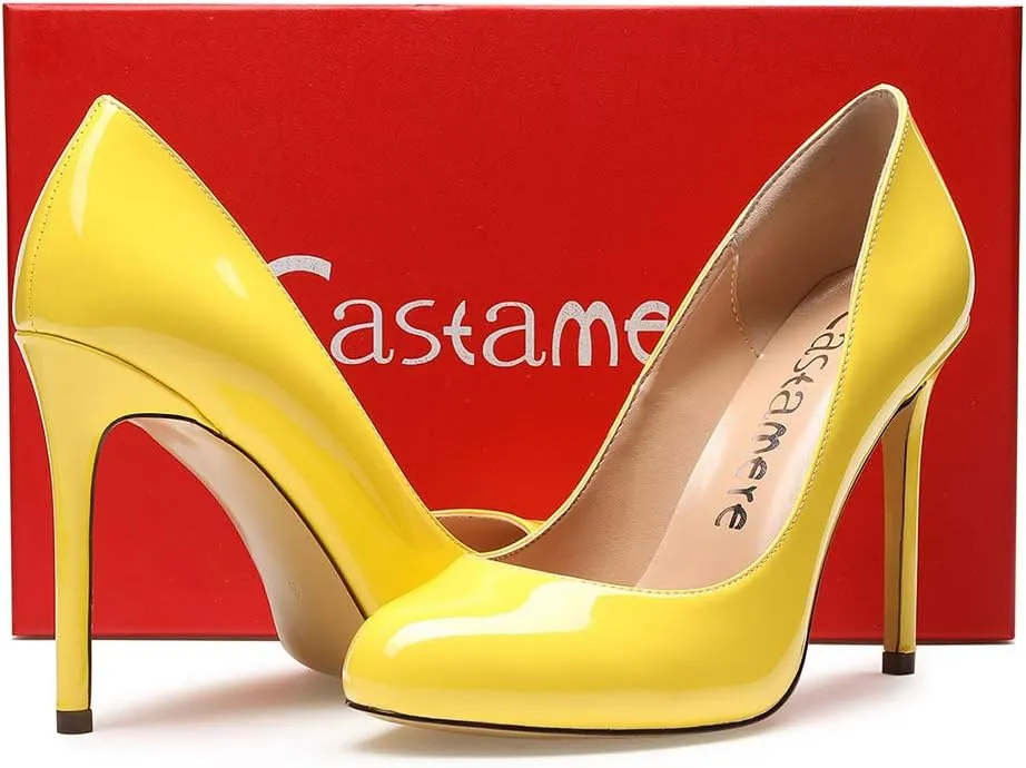 Castamere Womens High Heels Round Toe Slip-On Pumps Stilettos 10CM
