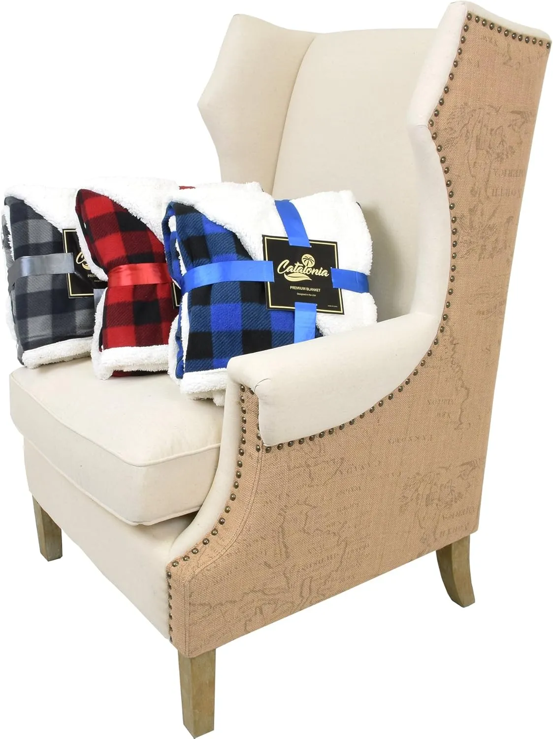 Catalonia Buffalo Plaid Green Sherpa Throw Blanket, Reversible Soft Fuzzy Comfy Snuggly Throws for Couch, 50x60 inches, St. Patrick Gift