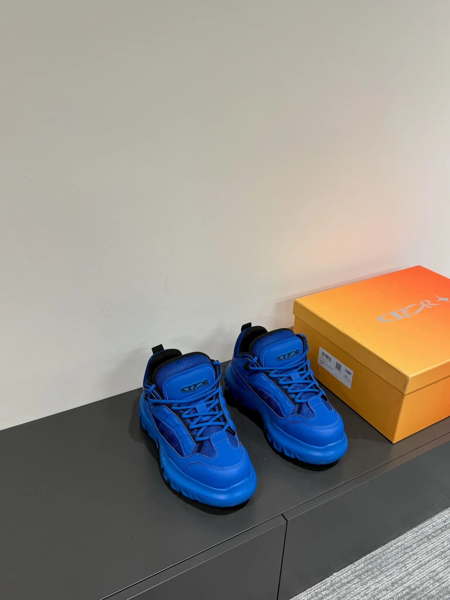 CD Sneaker In Deep Blue Calfskin And Mesh Fabric  109250