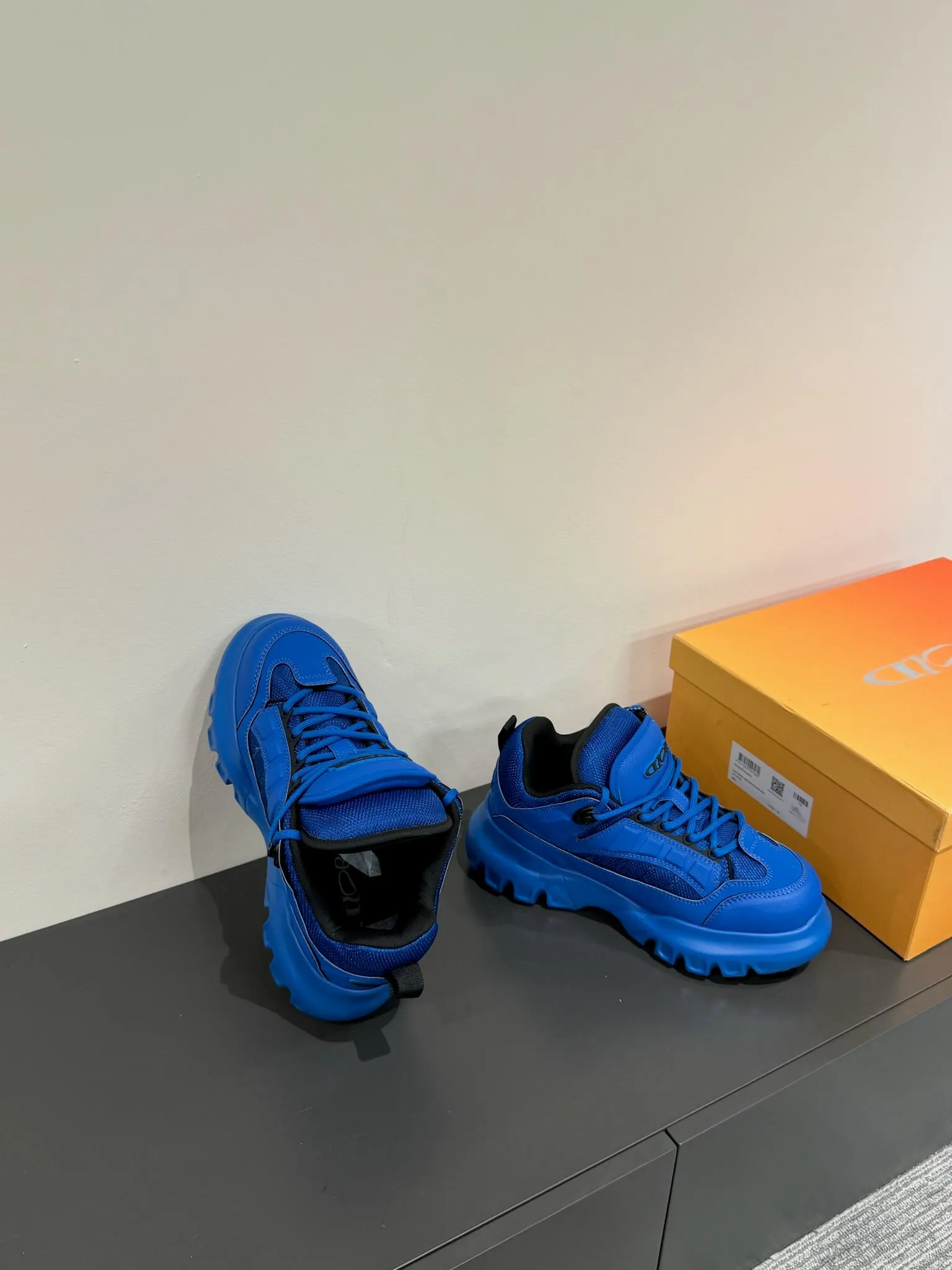 CD Sneaker In Deep Blue Calfskin And Mesh Fabric  109250