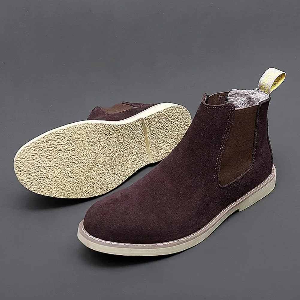 Chelsea Boots Men Suede Leather Casual Chukka Ankle Boots Classic Elastic Dress Ankle Boots for Men Outdoor Fashion Shoes