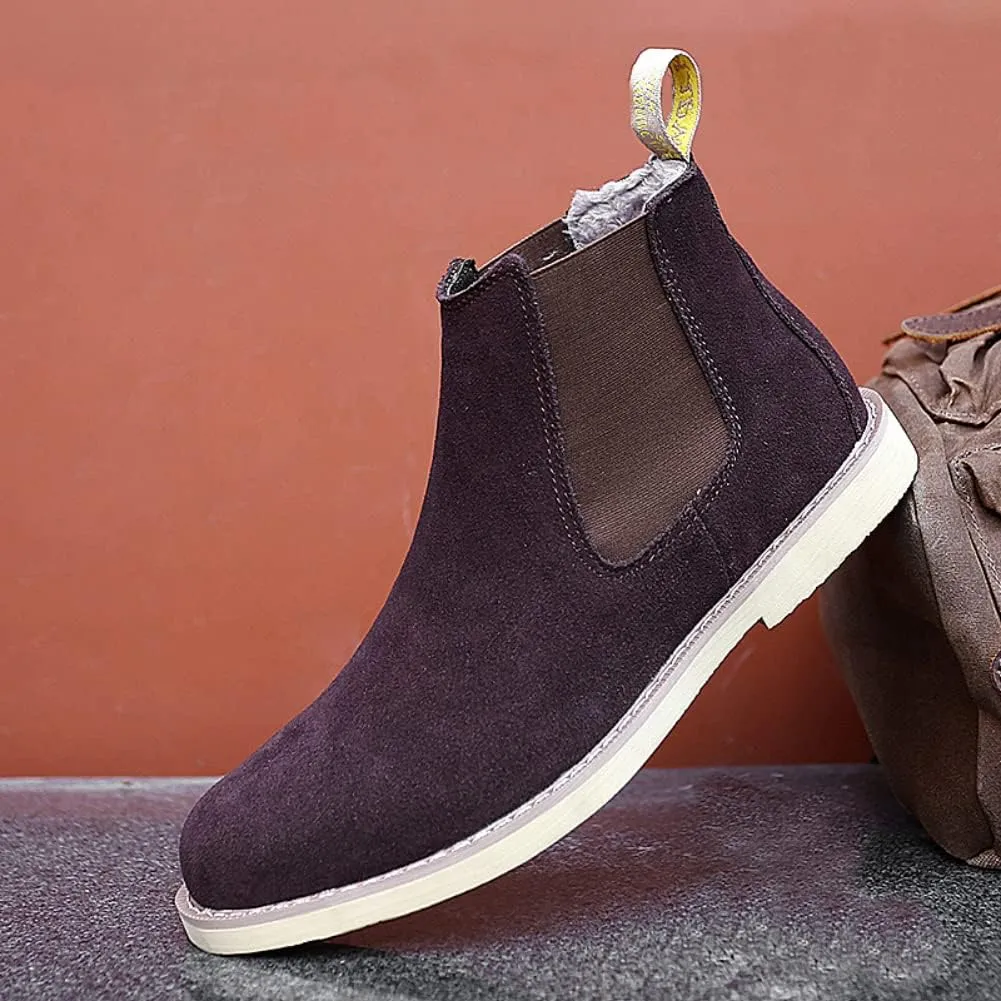 Chelsea Boots Men Suede Leather Casual Chukka Ankle Boots Classic Elastic Dress Ankle Boots for Men Outdoor Fashion Shoes