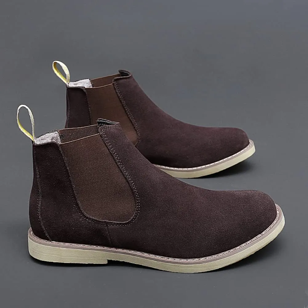 Chelsea Boots Men Suede Leather Casual Chukka Ankle Boots Classic Elastic Dress Ankle Boots for Men Outdoor Fashion Shoes