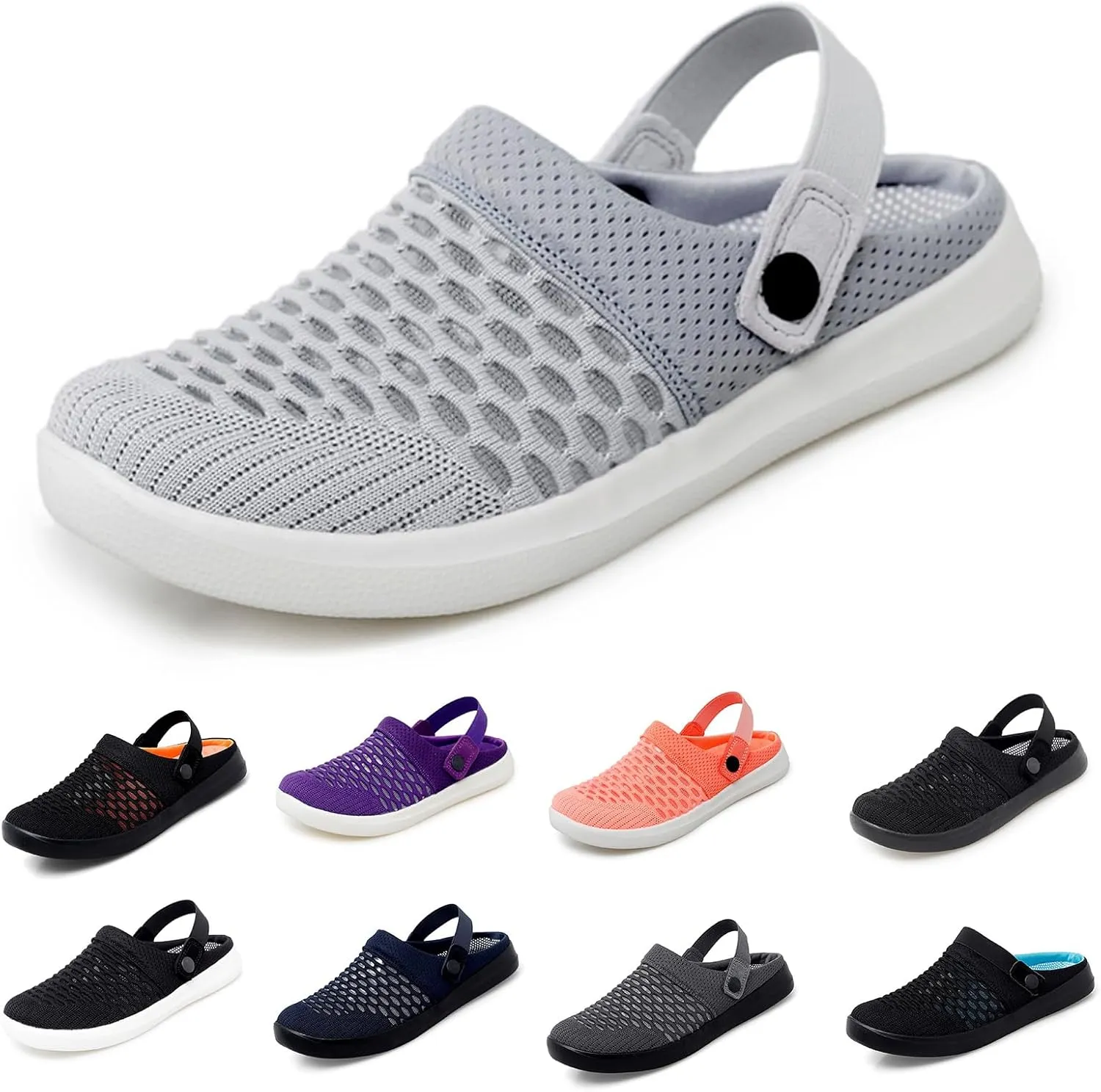 Clogs for Women Summer Casual Slip-on Mesh Mules Shoes Breathable Hollow Out Slippers Comfortable Closed Toe Sandals Fashion Open Back Slip On Shoes Lightweight Walking Slippers