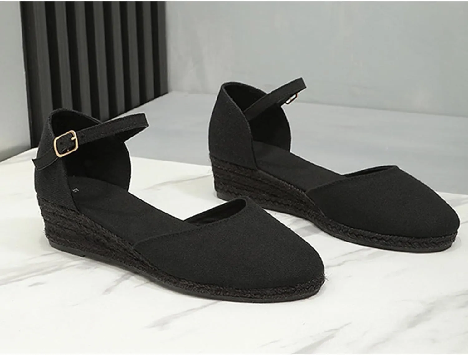 Closed Toe Sandals Women Summer Espadrille Platform Wedge Sandals Arch Support Outdoor Beach Slippers Comfortable Orthopedic Sandal Buckle Strap Casual Shoes