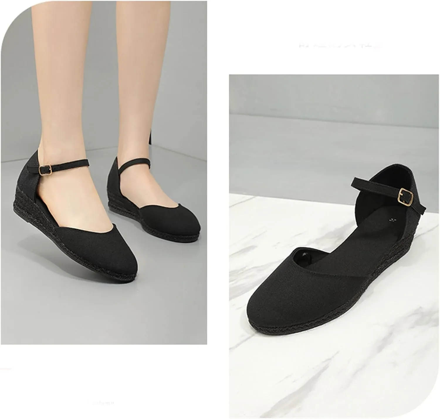 Closed Toe Sandals Women Summer Espadrille Platform Wedge Sandals Arch Support Outdoor Beach Slippers Comfortable Orthopedic Sandal Buckle Strap Casual Shoes