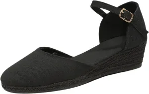 Closed Toe Sandals Women Summer Espadrille Platform Wedge Sandals Arch Support Outdoor Beach Slippers Comfortable Orthopedic Sandal Buckle Strap Casual Shoes