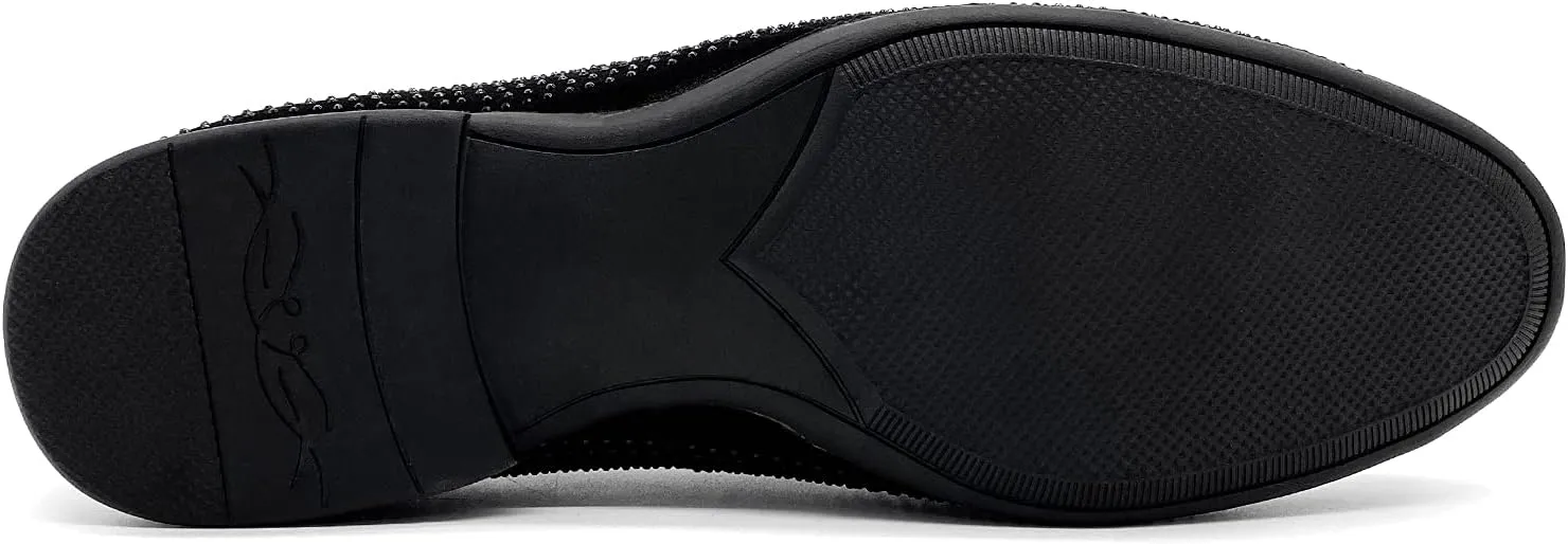 CMM Men's Pointed Toe Rivet Dress Shoes Glitter Modern Metallic Slip On Loafers Plus Size