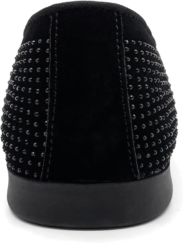 CMM Men's Pointed Toe Rivet Dress Shoes Glitter Modern Metallic Slip On Loafers Plus Size