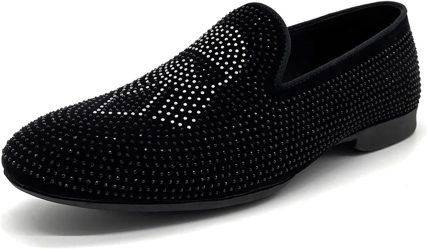 CMM Men's Pointed Toe Rivet Dress Shoes Glitter Modern Metallic Slip On Loafers Plus Size