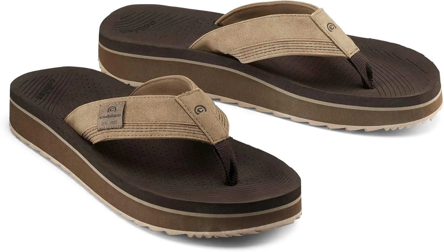 Cobian Men’s Roca Rise Synthetic Leather Strap Flip-Flop Sandals