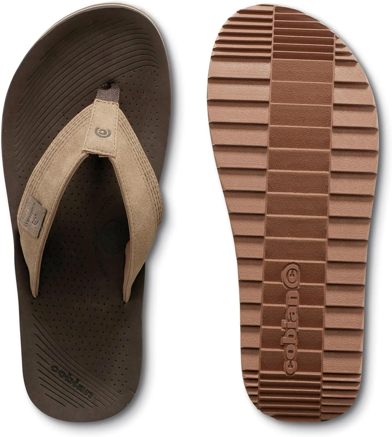 Cobian Men’s Roca Rise Synthetic Leather Strap Flip-Flop Sandals