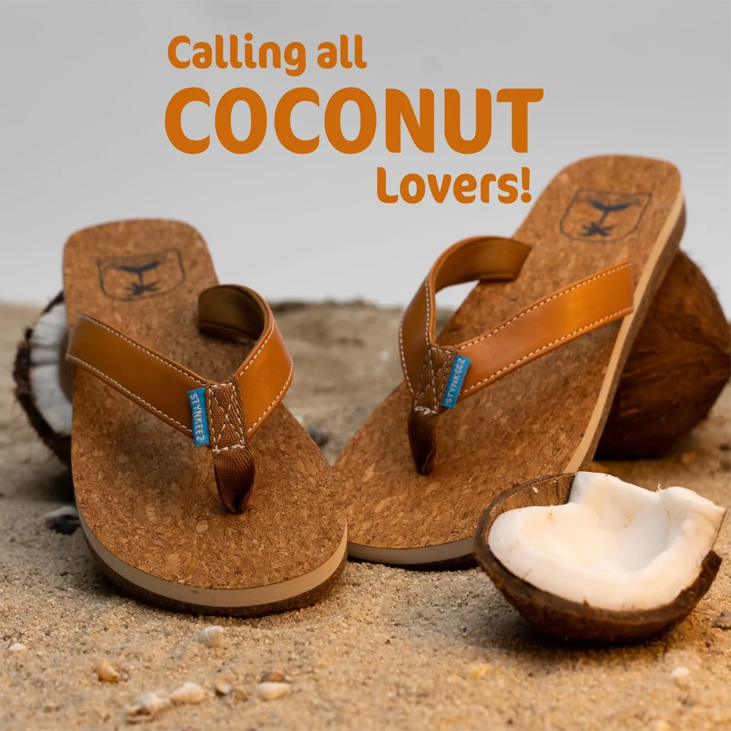 Coconut Infused Unisex Sandals – Ultra Soft Cushion Footbed with Arch Support, Faux Leather Straps, Coconut Scent Soles, Sandals for Beach & Casual Wear | Foot Forming Comfort Cork