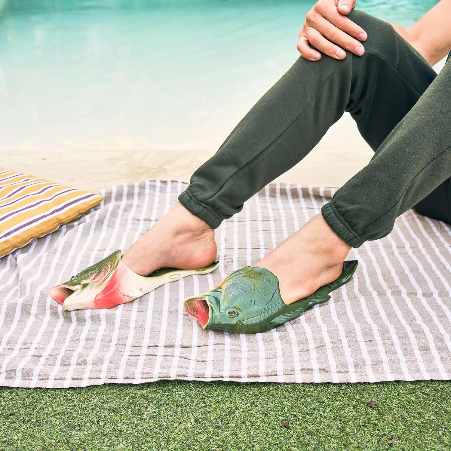 Coddies Fish Flip Flops | The Original Fish Slippers | Funny Gift, Unisex Sandals, Bass Slides, Pool, Beach & Shower Shoes | Men & Women