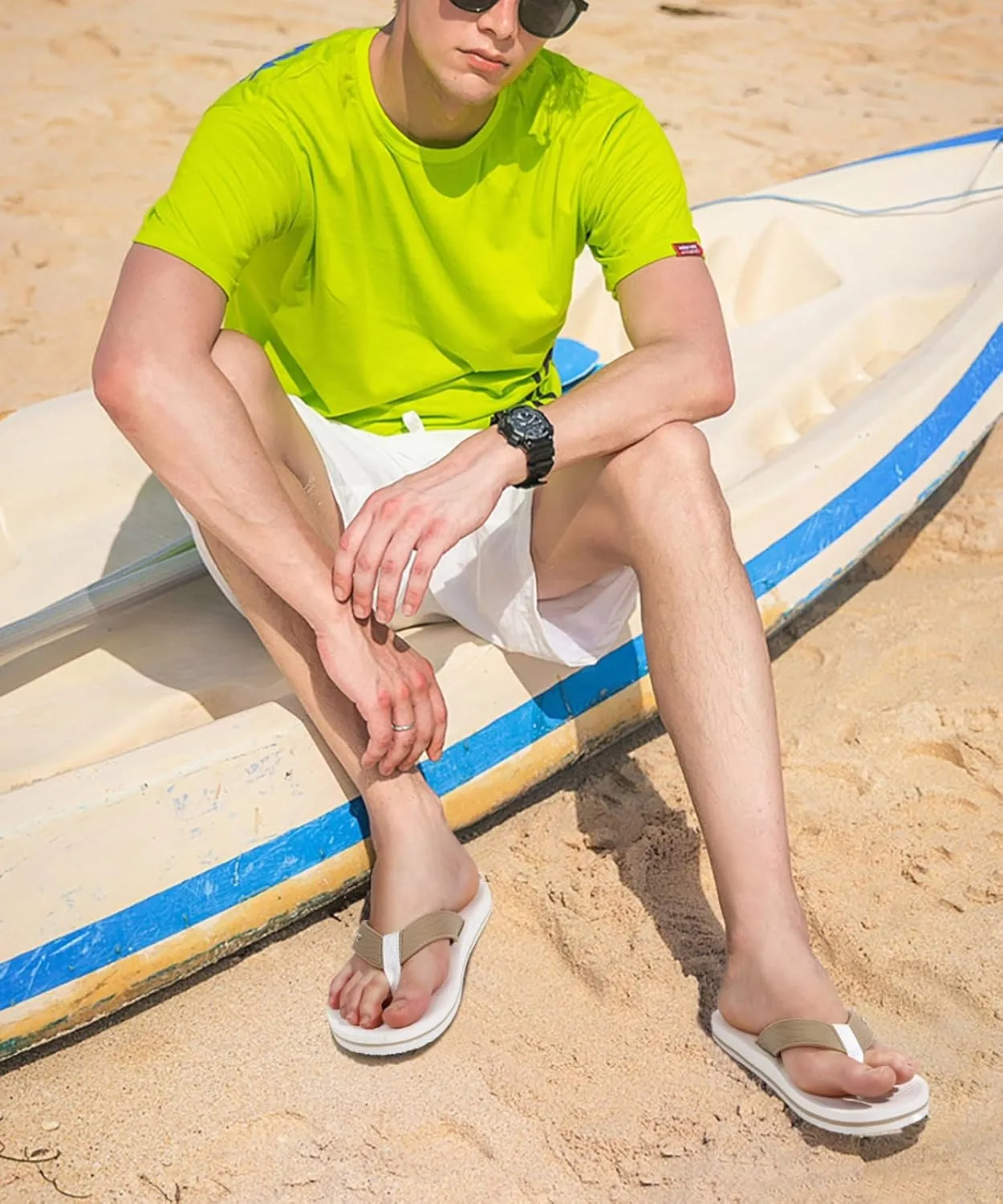 COFACE Men's Flip Flops Comfortable Yoga Mat Cushion Thong Sandals with Arch Support Casual Summer Beach Slides For Man, Size 7~15