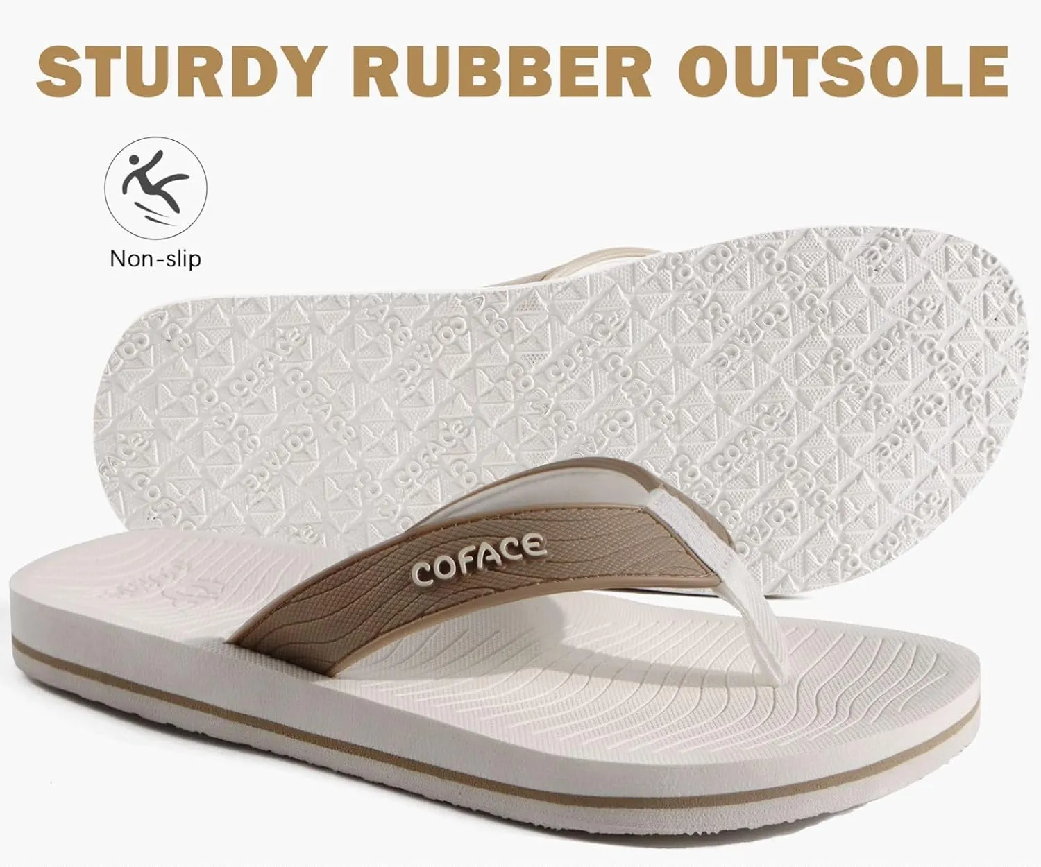 COFACE Men's Flip Flops Comfortable Yoga Mat Cushion Thong Sandals with Arch Support Casual Summer Beach Slides For Man, Size 7~15